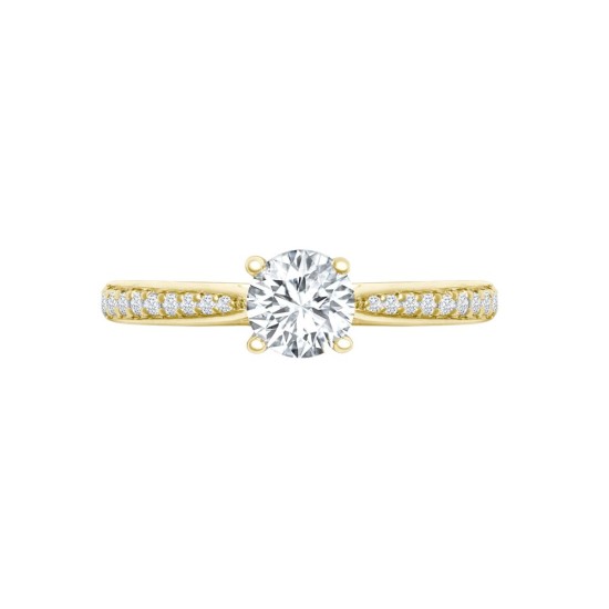 18M976-050 | 18ct Yellow Gold 0.12ct Diamond Pav?-set Wed-fit Ring Mount- Holds 0.50ct