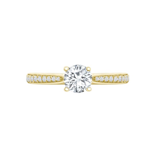 18M976-050 | 18ct Yellow Gold 0.12ct Natural Diamond Pav?-set Wed-fit Ring Mount- Holds 0.50ct