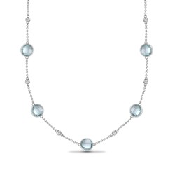 18P196 | 18ct White Gold Diamond And Blue Topaz Necklace