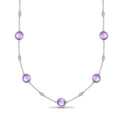 18P197 | 18ct White Gold Diamond And Amethyst Necklace