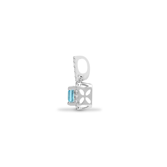 18P212 | 18ct White Gold Diamond And Blue Topaz Pendant