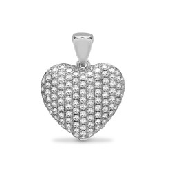 18P279 | 18ct White 0.66ct Diamond Pave Set Heart Pendant
