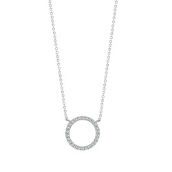 18P301 | 18ct White 0.18ct Diamond Circle Pendant - 18" Chain included