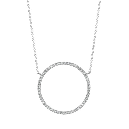 18P302 | 18ct White 0.32ct Diamond Circle Pendant - 18" Chain included