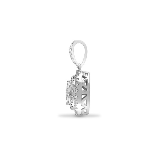18P320 | 18ct White 0.73ct Dia Looped Bale Cluster Pendant