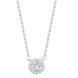 18P332-025-GSI1 | 18ct White Gold 0.08ct Diamond Halo Pendant with 16"-18" Chain Extender set with a 0.25ct G SI1 Diamond