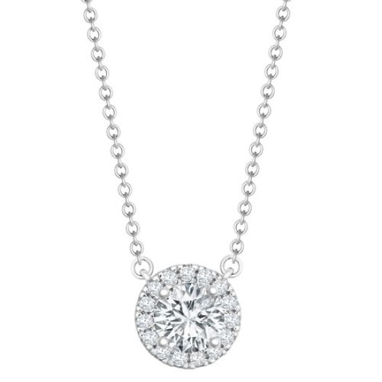 18P332-070-GSI1 | 18ct White Gold 0.15ct Diamond Halo Pendant with 16"-18" Chain Extender set with a 0.70ct G SI1 Diamond