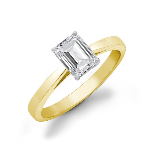 18R015-050 | 18ct Yellow Gold 50pts Emerald Cut Ring