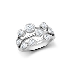 18R1001-K | JN Jewellery 18ct White Gold 1.00cts Diamond 3 Row Bubble Ring
