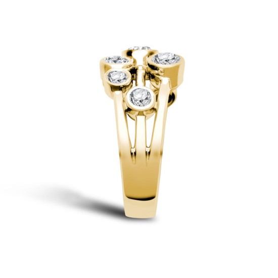 18R1002 | JN Jewellery 18ct Yellow Gold 1.00cts Diamond 3 Row Bubble Ring