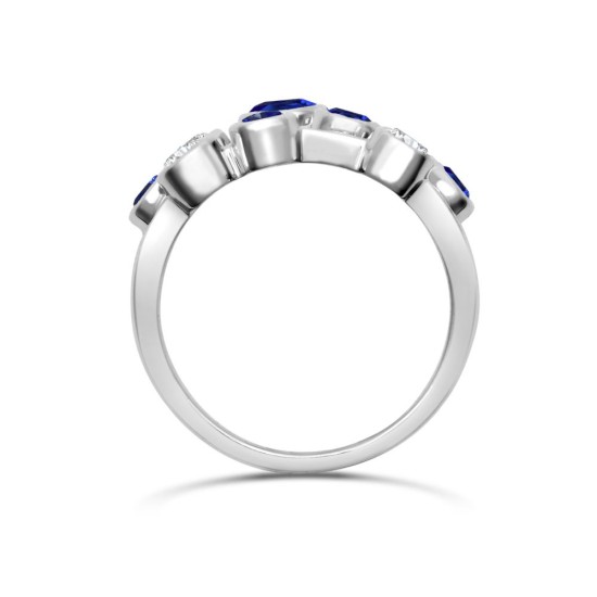 18R1004 | JN Jewellery 18ct White Gold 0.35cts Diamond 0.89cts Sapphire 3 Row Bubble Ring