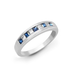 18R424-N | 18ct White Gold Diamond And Sapphire Ring