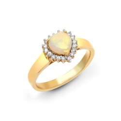 18R502-N | 18ct Yellow Gold Diamond And Opal Heart Shaped Ring