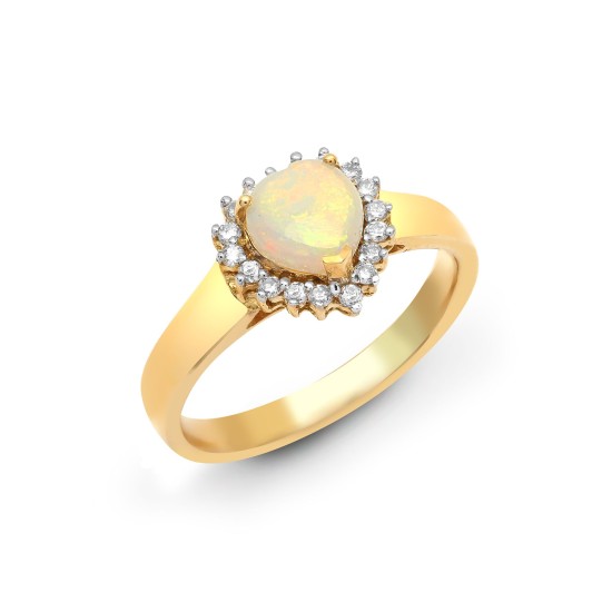 18R502 | 18ct Yellow Gold Diamond And Opal Heart Shaped Ring
