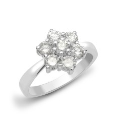 18R543-075-J | 18ct White Gold 75pts 7 Stone Cluster Diamond Ring