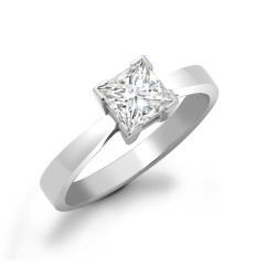 18R551-050 | 18ct White Gold 50pts Princess Cut Natural Diamond Solitaire Ring