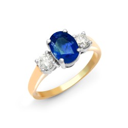 18R567-J | 18ct Yellow Gold 3 Stone Diamond And Sapphire Ring