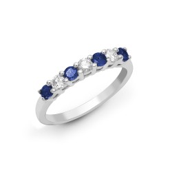 18R572-L | 18ct White Gold Diamond And Sapphire Claw Set Half Eternity Ring
