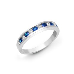 18R588-N  | 18ct White Gold Diamond And Sapphire Channel Set Half Eternity