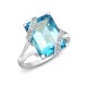 18R605  | 18ct White Gold Diamond And Blue Topaz Ring