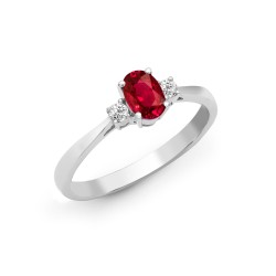18R630-K | 18ct White Gold Diamond And Ruby And 3 Stone Ring
