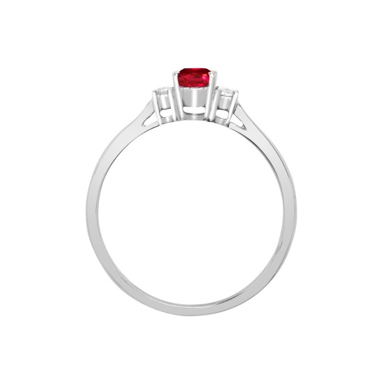 18R630 | 18ct White Gold Diamond And Ruby And 3 Stone Ring