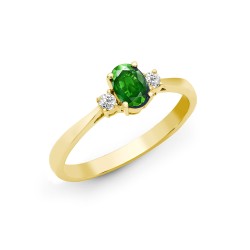 18R632-K | 18ct Yellow Gold Diamond And Emerald And 3 Stone Ring