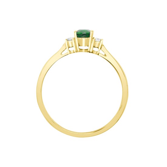 18R632 | 18ct Yellow Gold Diamond And Emerald And 3 Stone Ring