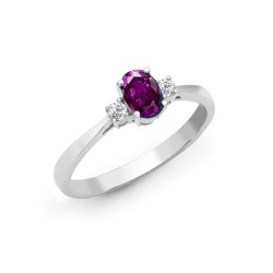 18R633-K | 18ct White Gold Diamond And Amethyst And 3 Stone Ring