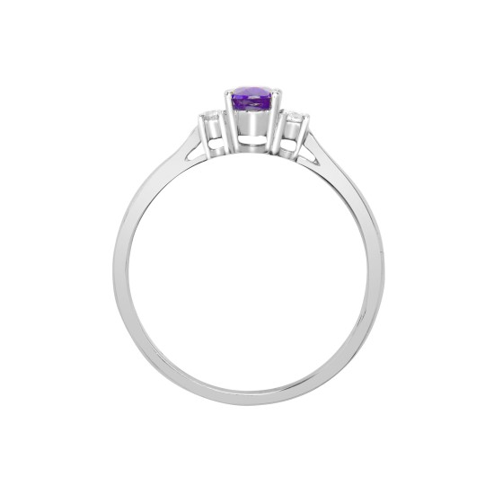 18R633 | 18ct White Gold Diamond And Amethyst And 3 Stone Ring