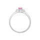 18R635 | 18ct White Gold Diamond And Pink Sapphire And 3 Stone Ring