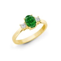 18R641 | 18ct Yellow Gold Diamond And Emerald And 3 Stone Ring