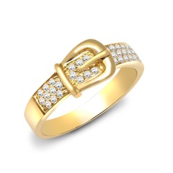 18R766 | 18ct Yellow 0.34ct Diamond Buckle Ring