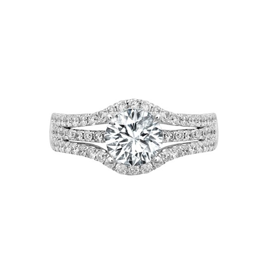 18R810-100 | 18ct White 0.50ct Natural Diamond Semi Set Ring - Holds 1.00ct