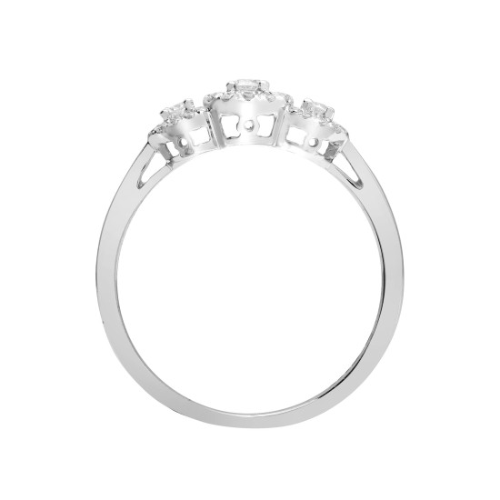 18R818 | 18ct White 0.31ct Diamond Trilogy Halo Ring