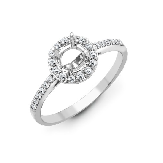 18R825-075 | 18ct White 0.26ct Natural Diamond Semi Set Halo Ring - Holds 0.75ct