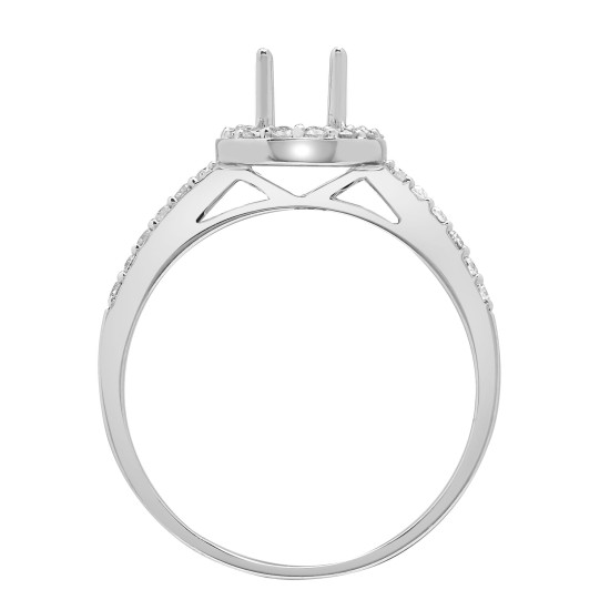 18R825-075 | 18ct White 0.26ct Dia Semi Set Halo Ring - Holds 0.75ct