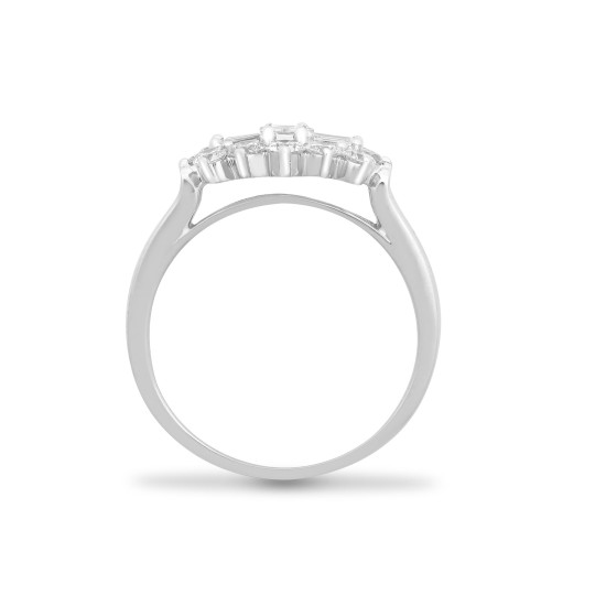 18R886 | 18ct White 1.00ct Diamond Boat Ring