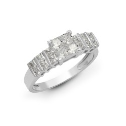 18R921 | 18ct White 1.18ct Princess Cut Diamond Cluster Ring