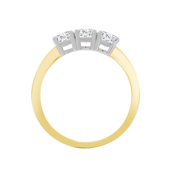 18R944-075 | 18ct Yellow/White 0.75ct Diamond Claw Set Trilogy Ring