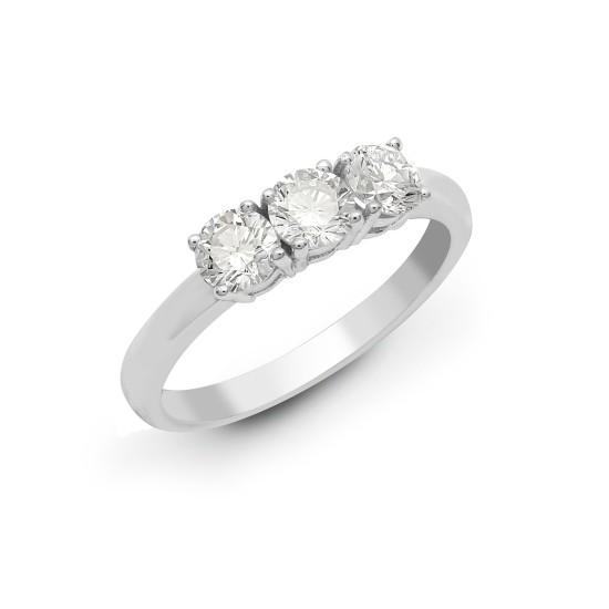 18R945-075 | 18ct White 0.75ct Diamond Claw Set Trilogy Ring