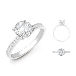 18R950-025-GSI1 | 18ct White Gold 0.13ct Diamond Channel-set Wed-fit Ring Mount + 0.25ct Diamond
