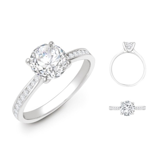 18R950-100-GSI1 | 18ct White Gold 0.18ct Diamond Channel-set Wed-fit Ring Mount + 1.00ct Diamond