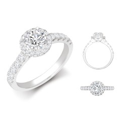 18R953-025-GSI1 | 18ct White Gold 0.37ct Diamond Micro-set Halo and Shoulders Wed-fit Ring Mount + 0.25ct Diamond