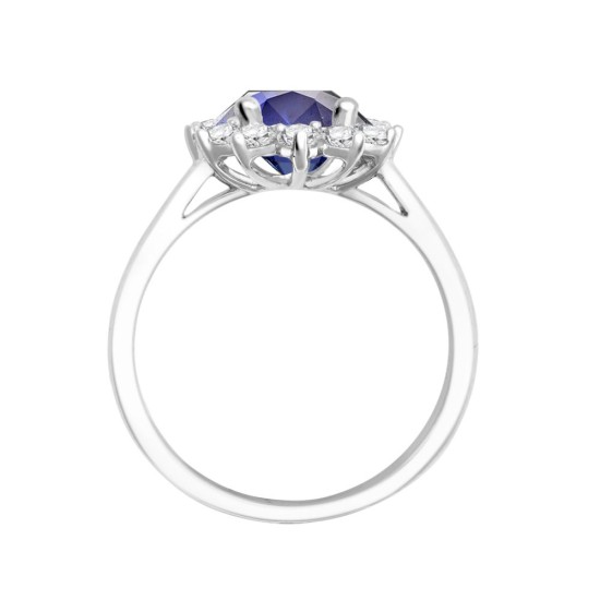 18R962-8x6-I | 18ct White Gold 0.62ct Diamond Claw-set Cluster Halo Oval Ring  - Holds 8x6mm Sapphire 1.25cts