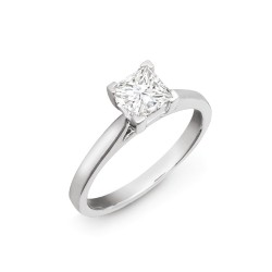 18R973-025-JI1 | 18ct White Gold 25pts Princess Cut Solitaire Wed Fit Natural Diamond Ring