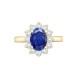 18R987-8x6-I | 18ct Yellow Gold 0.62ct Diamond Claw-set Cluster Halo Oval Ring  - Holds 8x6mm Sapphire 1.25cts