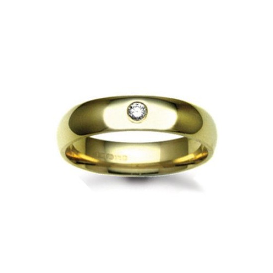18W001-3-F | 18ct Gold Yellow Diamond Rubover set Wedding Ring