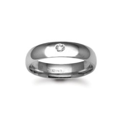18W002-5 | 18ct Gold White Diamond Rubover set Wedding Ring