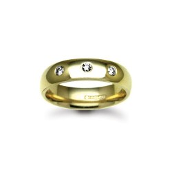 18W003-3-F | 18ct Gold Yellow Diamond Rubover set Wedding Ring
